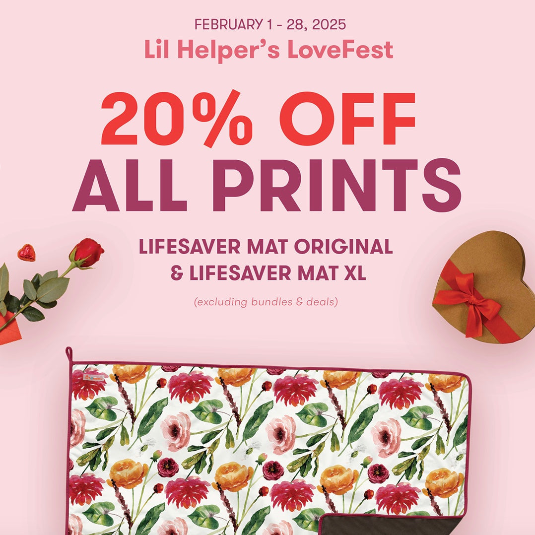 Lil Helper's valentines day promotional material that offer 20% off Lifesaver Mat Original & XL