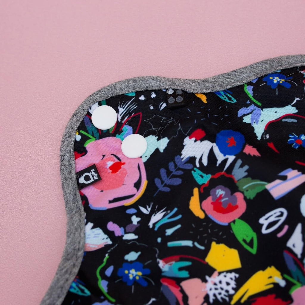 Image for HyPs Original Reusable Pad - size Liner, design Florals Black