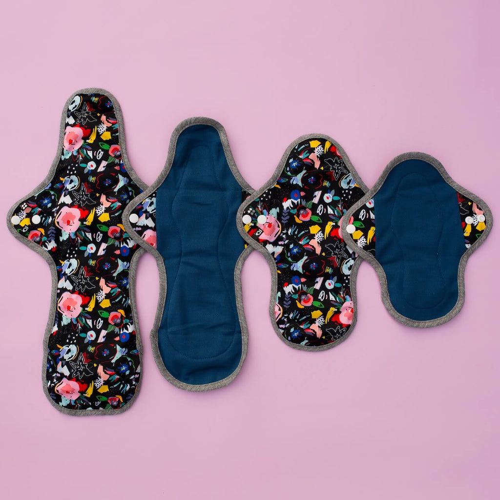 Image for HyPs Original Reusable Pad - size Regular, design Florals Black