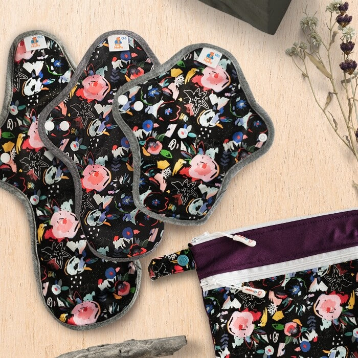 HyPs folded reusable pads and bag