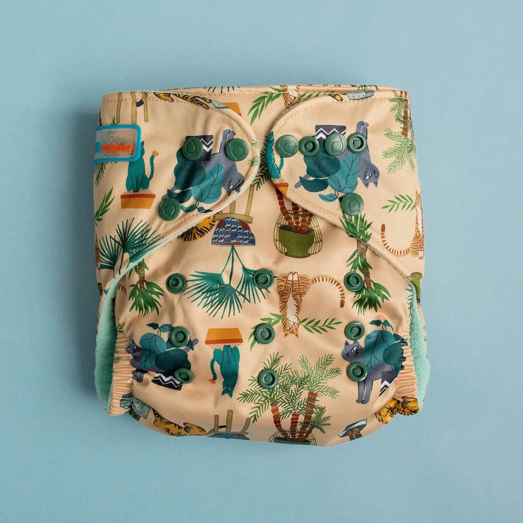 Image for Tank Cloth Diaper - design Ferns & Felines Brown