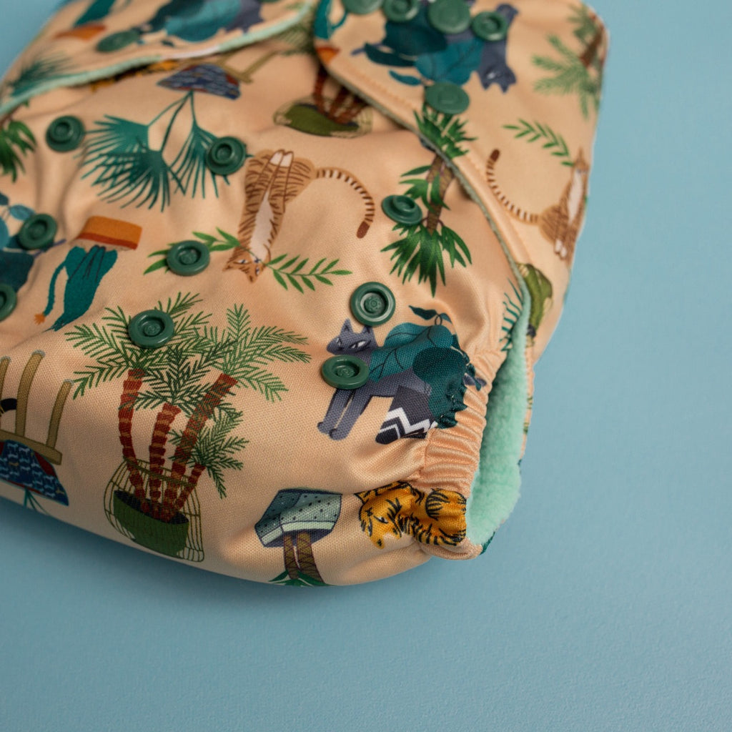 Image for Tank Cloth Diaper - design Ferns & Felines Brown