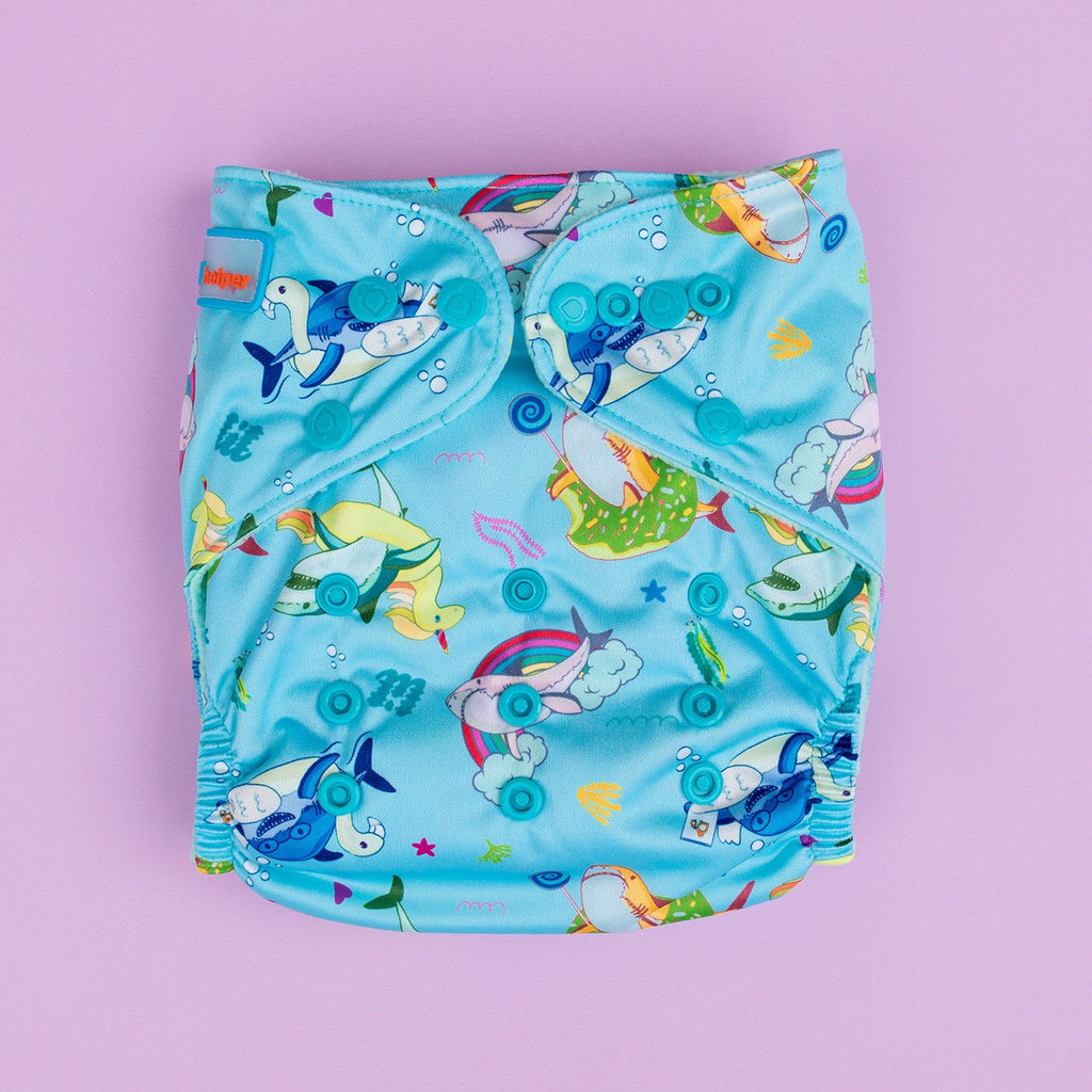 Image for Tank Cloth Diaper - design Shark Week Blue